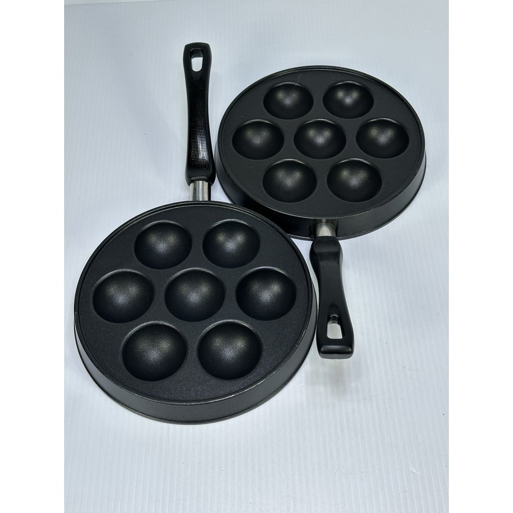 2 NORDIC WARE Ebelskiver Filled Pancake Pan 7 Cavities Spherical